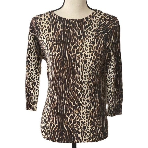 J. Crew merino wool leopard sweater size Small - Picture 1 of 8